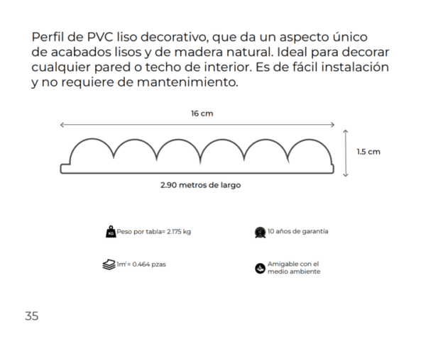 diagrama de medidas de panel de pvc redondo