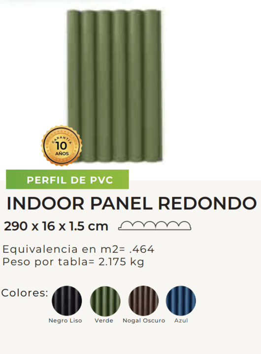 ficha técnica del panel de pvc redondo tipo lambrín más colores
