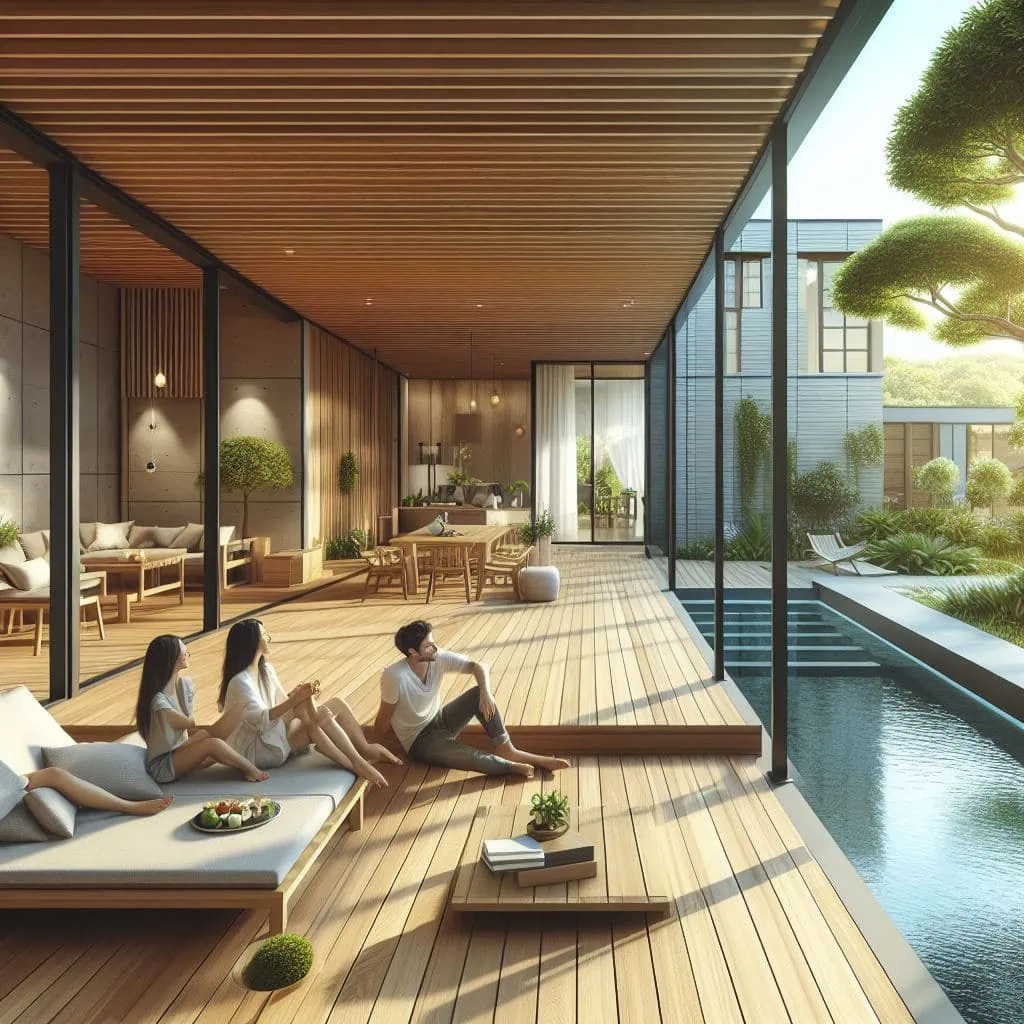 ideal para terrazas, jardines y albercas. deck artificial tipo madera de alta resistencia, antideslizante y libre de mantenimiento. acabado duradero y estetico para exteriores