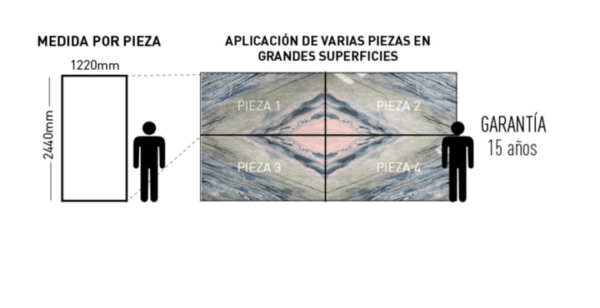 ficha tecnica del panel decorativo bcc tipo espejo y metal de 2440 x 1220 x 5 mm