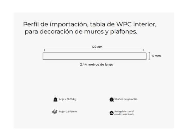 paneles de pvc tipo marmol quality indoor dimensiones tipicas 2440 mm x 1220 mm x 5 mm por panel; cobertura aprox 2.9768 m2; ligeros, faciles de manipular y diseñados para instalacion eficiente