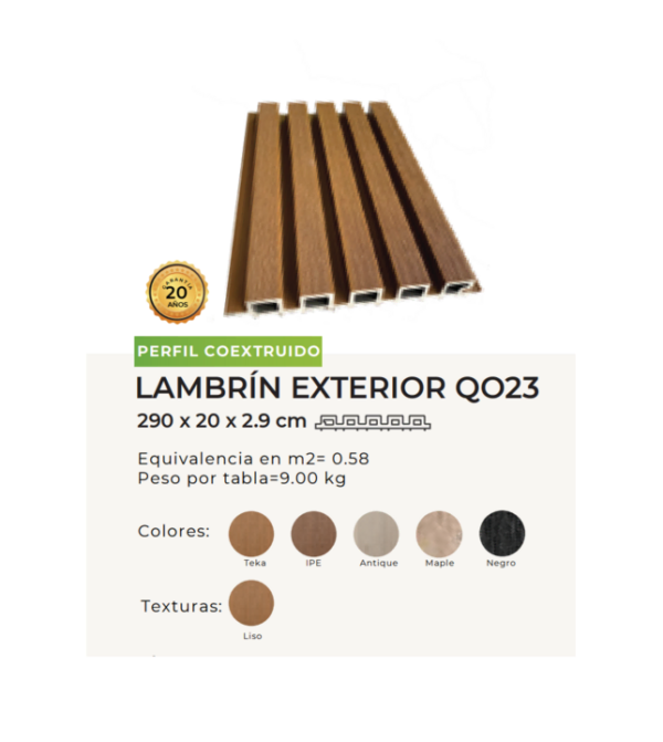 ficha tecnica de lambrin wpc para exteriores con datos de resistencia dimensiones y aplicaciones en fachadas muros y techos