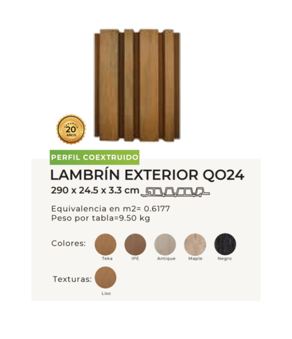 Panel Asimétrico WPC para Fachada y Techos de Exterior | Revestimiento Quality Outdoor QO24