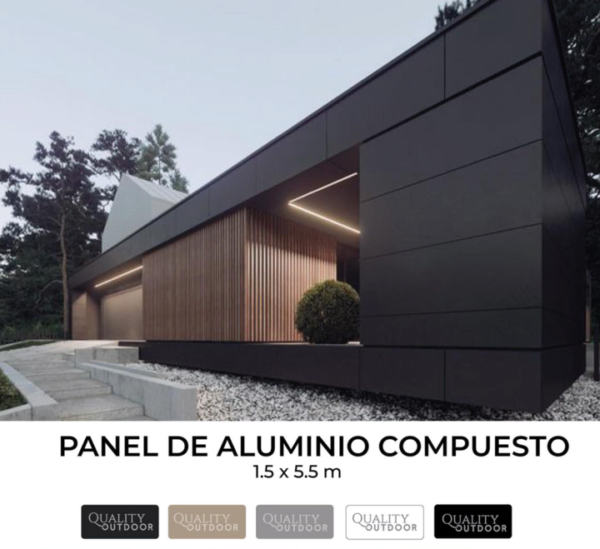 placas alucobond de aluminio compuesto quality outdoor colocadas en garage de residencia de lujo con acabado premium y bajo mantenimiento