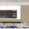 placa pvc tipo madera para muro de tv tekno step; organiza el espacio con textura elegante
