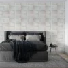 Panel Blanco 3D de PVC Decorativo para Recámara - Modelo Columbus | Tekno Step panel blanco 3d de pvc decorativo para recamara modelo columbus tekno step, instalado en dormitorio, aporta calidez visual y bajo mantenimiento