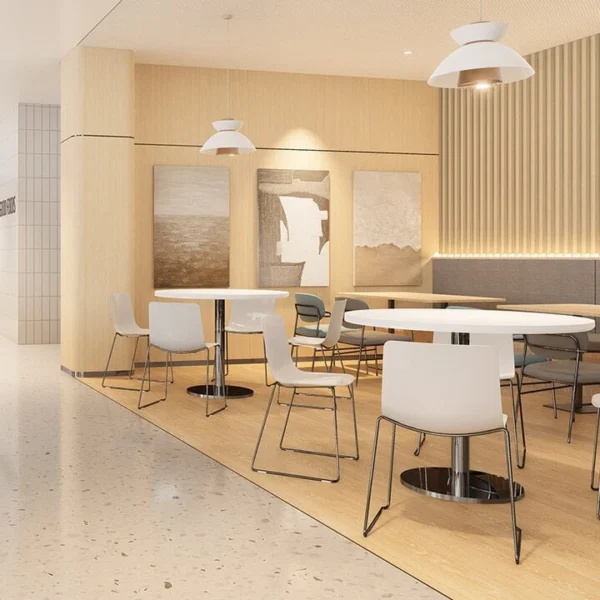 revestimiento pvc tipo madera para restaurantes tekno step; ambiente calido y limpieza practica