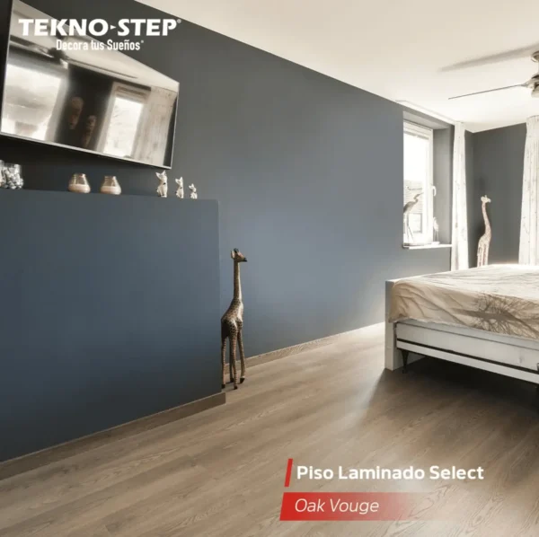 Piso Laminado Click Select Tekno Step — Oak Vogue piso laminado click select tekno step color oak vogue, laminado con vetas marcadas y acabado realista, instalacion por clic y ideal para ambientes modernos