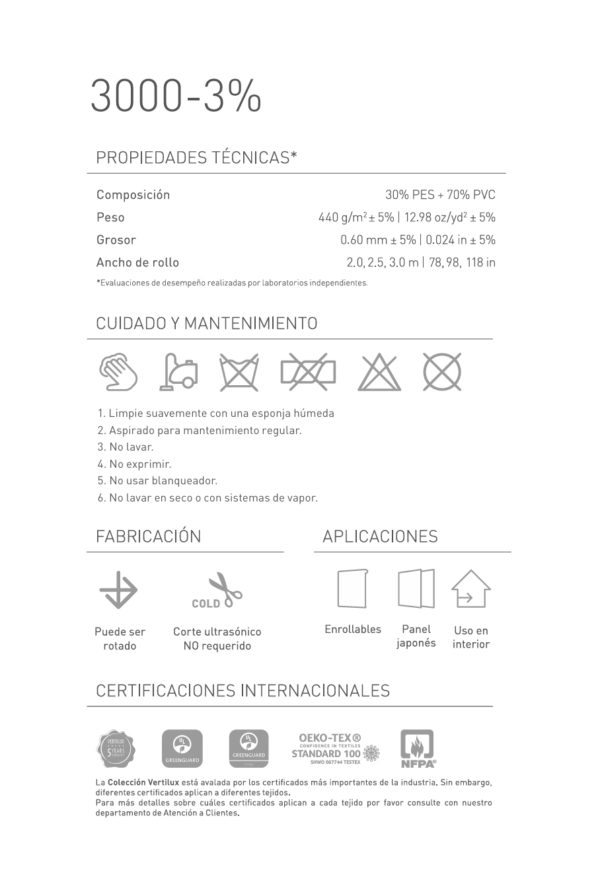 Persianas Screen Enrollables 3000-3% Vertilux