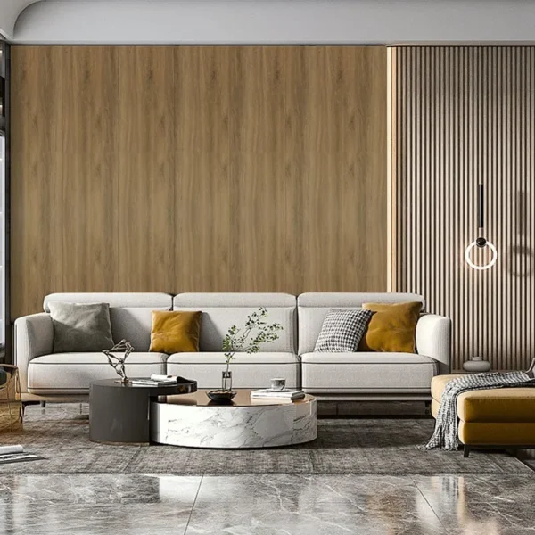 panel pvc laminado tekno step interior modelo cocoa ash de la nueva linea vistawood, textura natural, material ligero y estable, ideal para renovar paredes y techos sin obra pesada