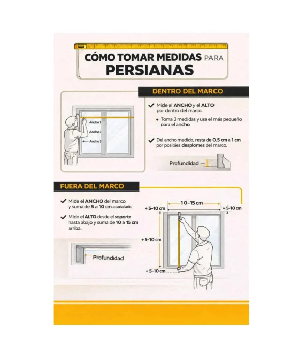 instructivo para toma de medidas para persianas
