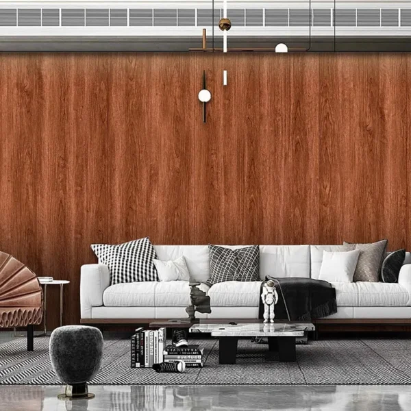 panel pvc laminado tekno step acabado madera modelo wild teak de la nueva coleccion vistawood, textura profunda, material durable y sistema de instalacion sencilla para interiores