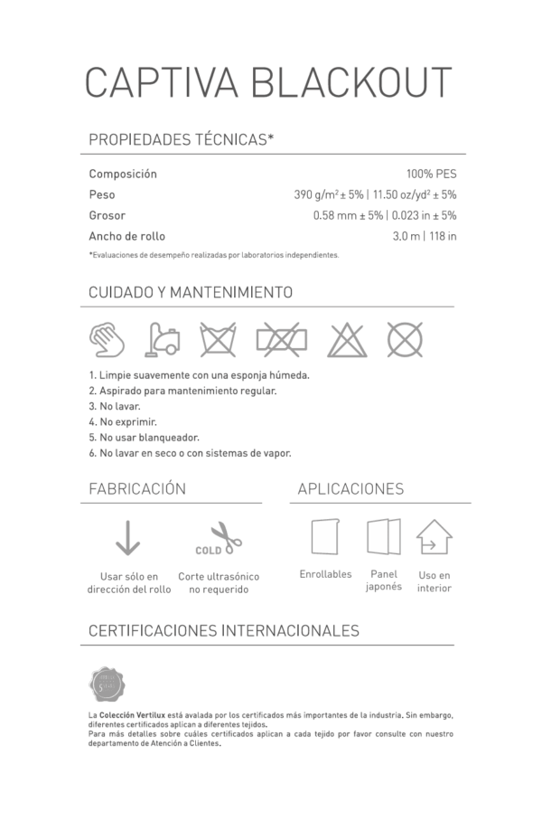 Persiana Blackout Enrollable Captiva Vertilux