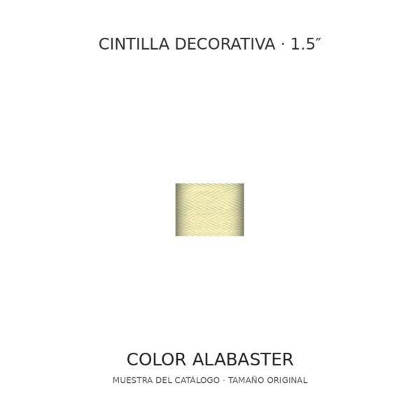 Cintilla decorativa 1.5 pulgadas, color Alabaster; muestra a tamaño original Cintilla decorativa 1.5 pulgadas, color Alabaster; muestra a tamaño original
