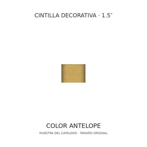 Cintilla decorativa 1.5 pulgadas, color Antelope; muestra a tamaño original Cintilla decorativa 1.5 pulgadas, color Antelope; muestra a tamaño original