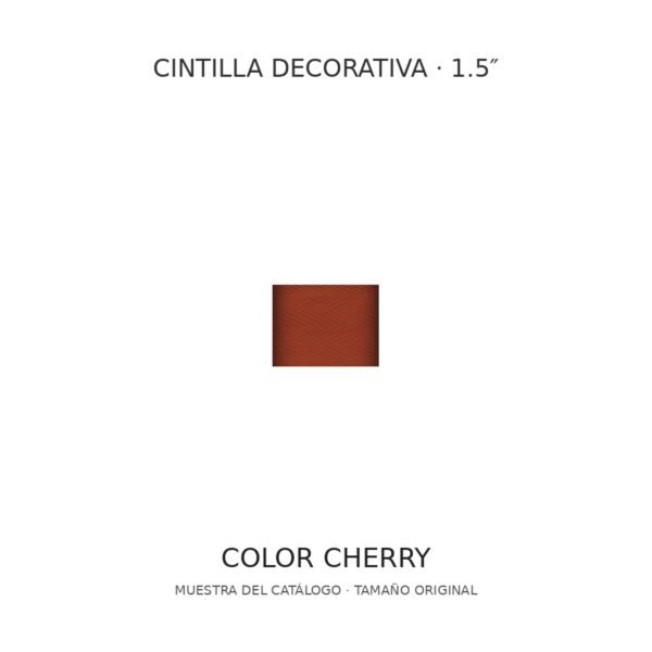 Cintilla decorativa 1.5 pulgadas, color Cherry; muestra a tamaño original Cintilla decorativa 1.5 pulgadas, color Cherry; muestra a tamaño original