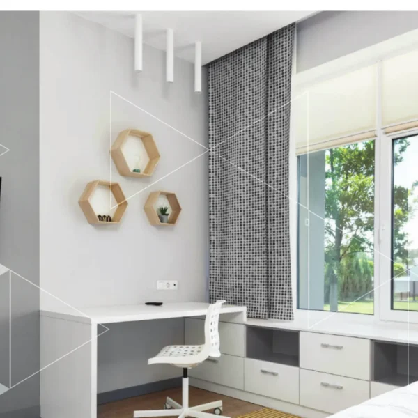 Cortina translúcida Vertilux Maison instalada en un ambiente interior