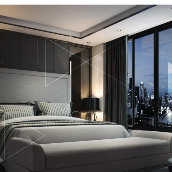 Cortina Vertilux Night II Blackout en Ambiente Cortina blackout Vertilux Night II instalada en un ambiente interior