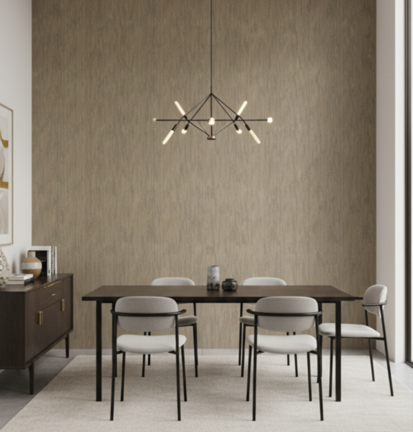 Papel tapiz beige con líneas verticales con destellos dorados | Shine 92-0706