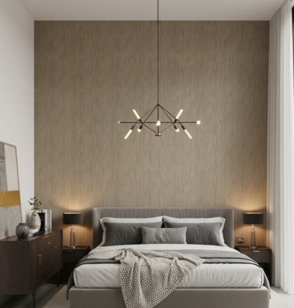 Papel tapiz beige con líneas verticales con destellos dorados | Shine 92-0706
