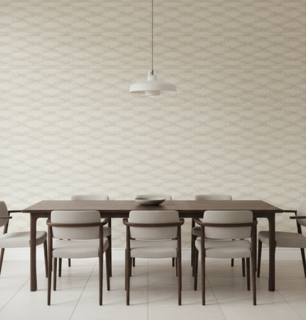 Papel tapiz marfil con líneas horizontales con destellos plateados | Shine 92-0801