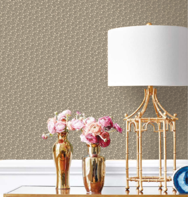 Papel tapiz marfil art déco con destellos dorados | Shine 92-0902