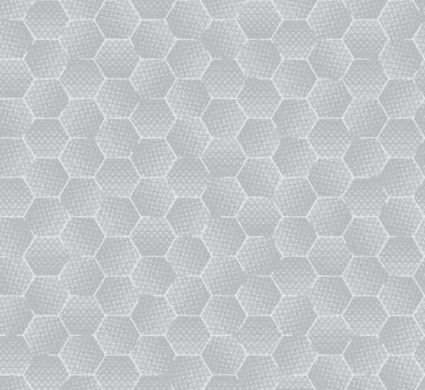 Papel tapiz gris con hexágonos con destellos plateados para sala | Shine 92-2901