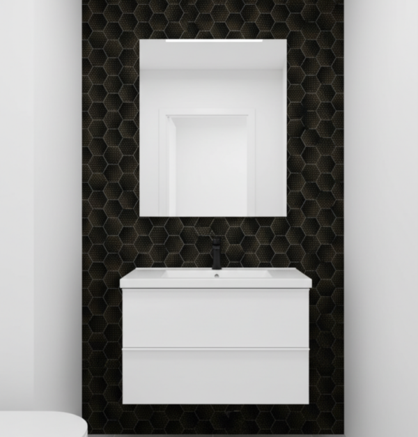 Papel tapiz negro con hexágonos con destellos dorados | Shine 92-2906