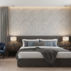 Papel tapiz gris con hexágonos con destellos plateados para decoración elegante | Matiz 92E-0708