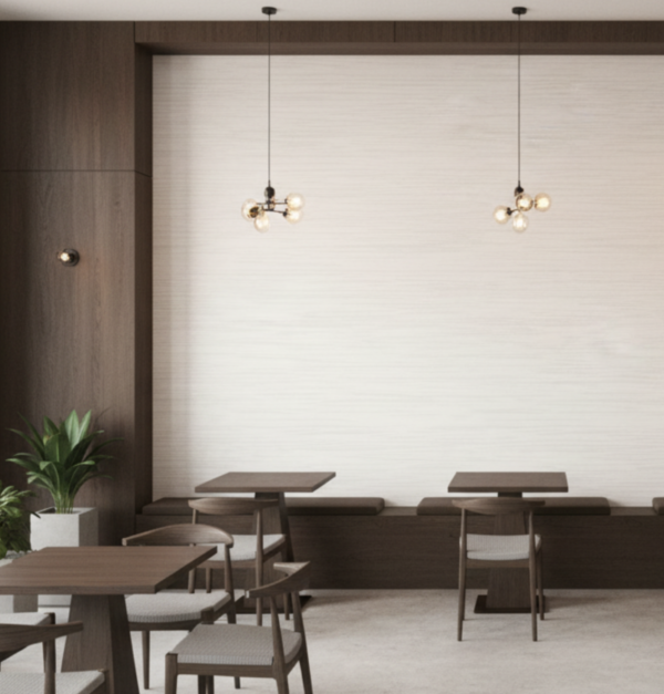 Papel tapiz blanco con líneas horizontales con destellos plateados | Matiz WF99162