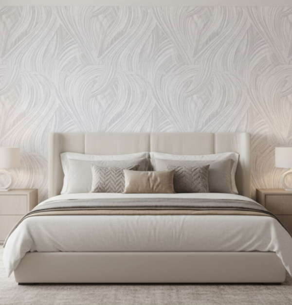 Papel tapiz gris con ondas con destellos plateados | Matiz WF99176