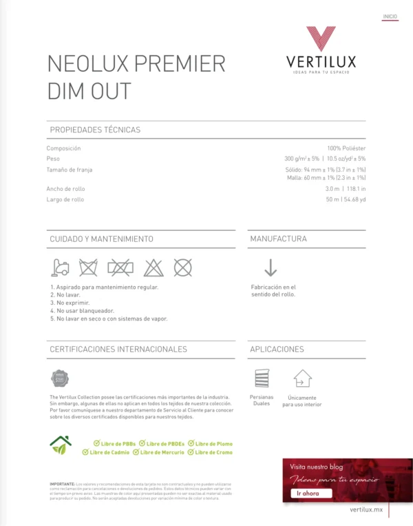 Persiana Dimout Premier Dim Out Cherry Vertilux