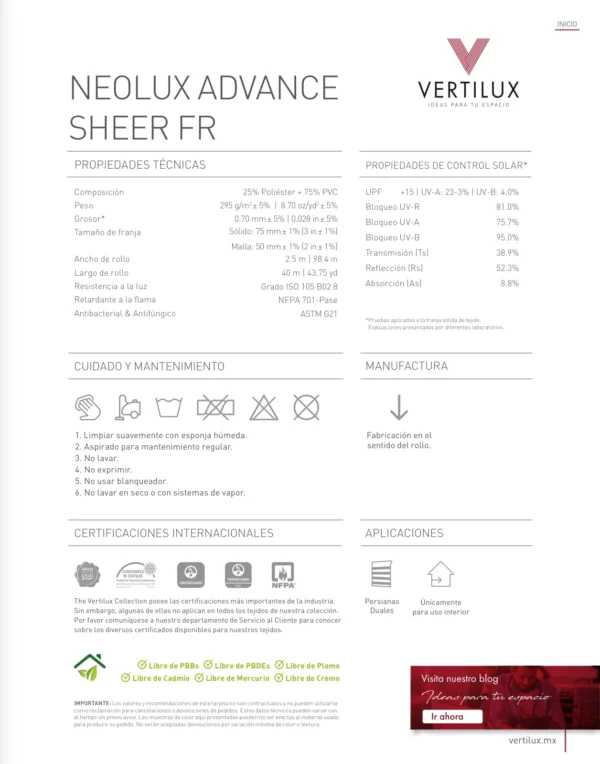Persiana Sheer Advance Sheer FR Pearl Grey Vertilux