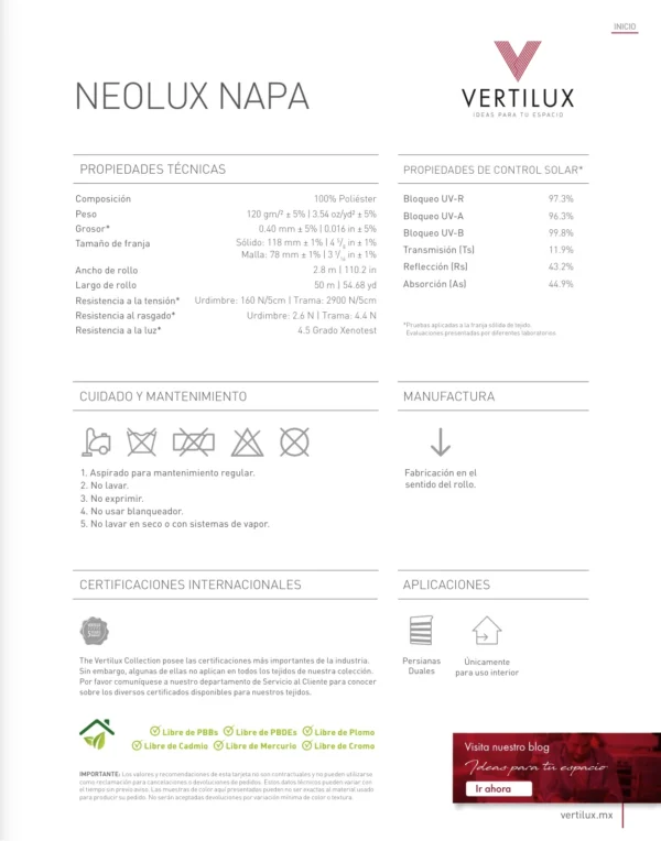 Persiana Sheer Napa Ivory Vertilux