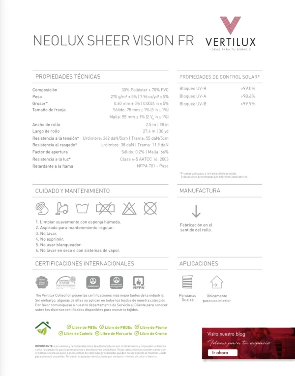 Persiana Sheer Sheer Vision FR White Vertilux