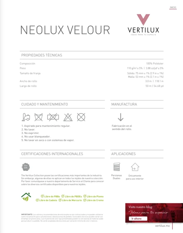 Persiana Sheer Velour White Vertilux