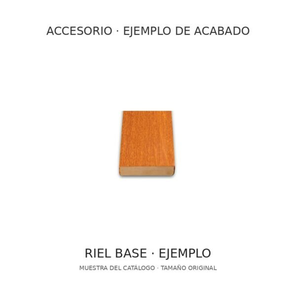 Riel base de persiana de madera; ejemplo de acabado a tamaño original Riel base de persiana de madera; ejemplo de acabado a tamaño original