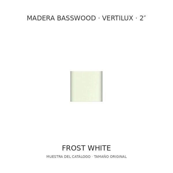 Muestra de madera Basswood Vertilux 2 pulgadas, tono Frost White Muestra de madera Basswood Vertilux 2 pulgadas, tono Frost White