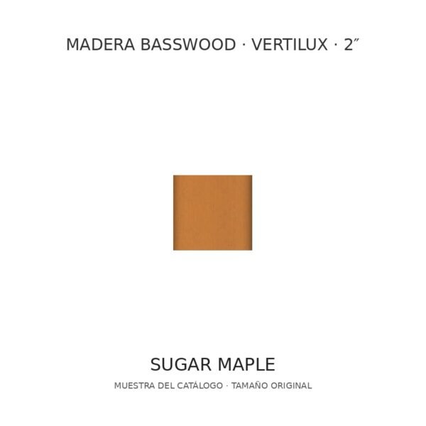 Muestra de madera Basswood Vertilux 2 pulgadas, tono Sugar Maple